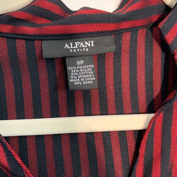 Alfani Red and Black Striped Belted Blouse - Picture 5 of 10